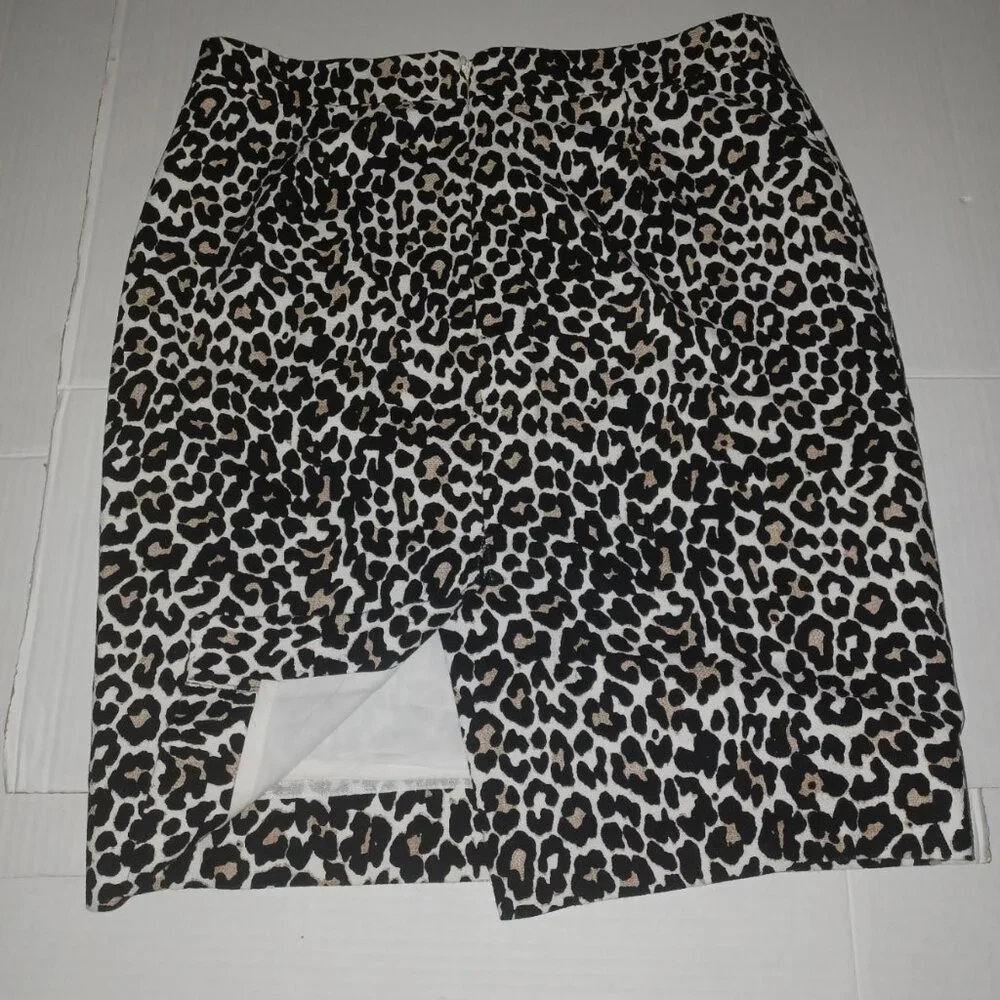J.CREW THE PENCIL SKIRT LEOPARD PRINT 100% COTTON SIZE 4